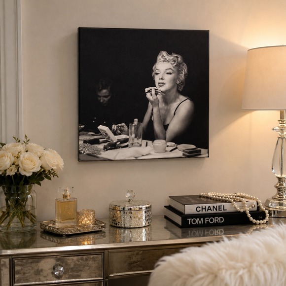 Unbranded Other - Marilyn Monroe Makeup Table B&W Canvas Wall Art 14x14 Made in Canada Hollywood